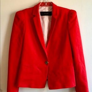 Zara puff sleeve blazer in tomato red